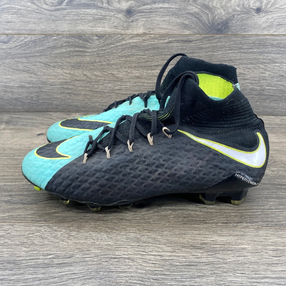 Nike‎ Hypervenom Phtal III DF FG Teal Black Soccer Cleats 881546-400 Womens 9.5